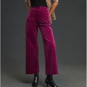 Maeve the colette cropped wide leg corduroy pants, color-grape